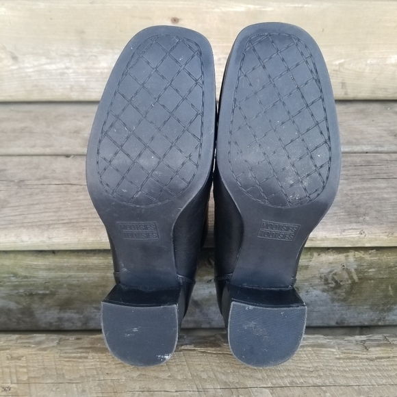 Vintage 90s y2k Bratz Lace Up Square Toe Chunky Heel Black Ankle Boots Booties - Picture 7 of 11